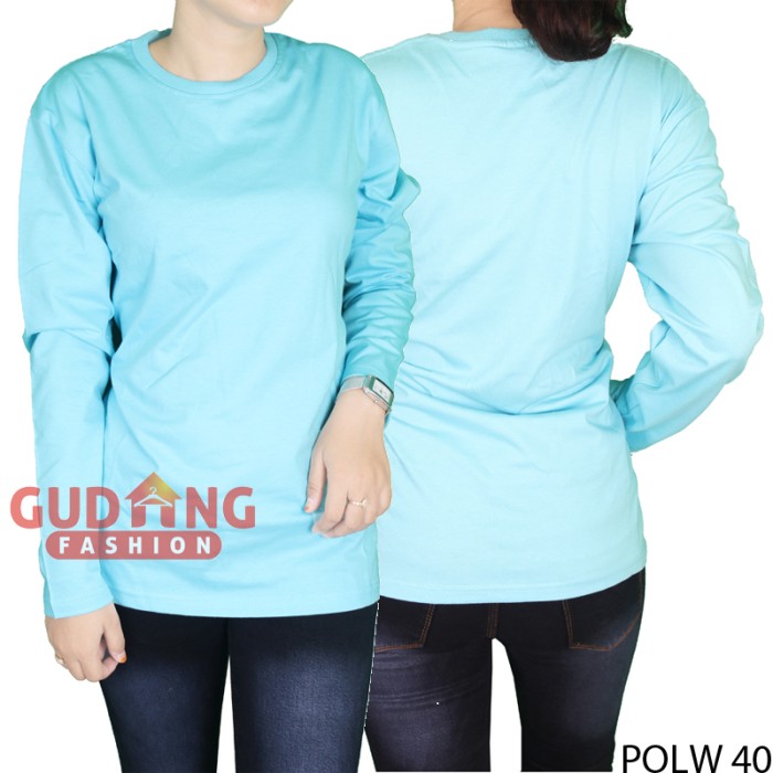Kaos Lengan Panjang Basic Wanita POLW 40 - Biru Muda, L