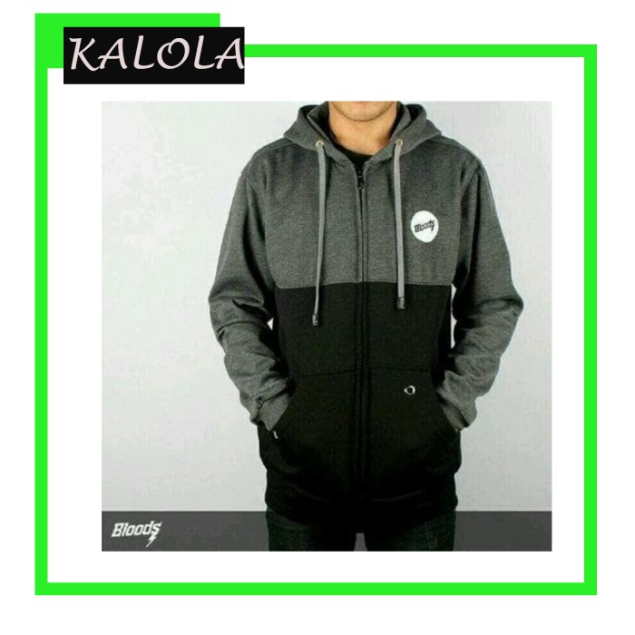 Jaket Bloods Abu Tua Hitam Jaket Wanita Pria - Jaket Distro Terbaru