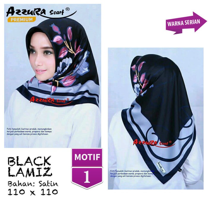 jual jilbab segiempat azzura premium black lamiz satin jual jilbab segiempat azzura premium black lamiz satin