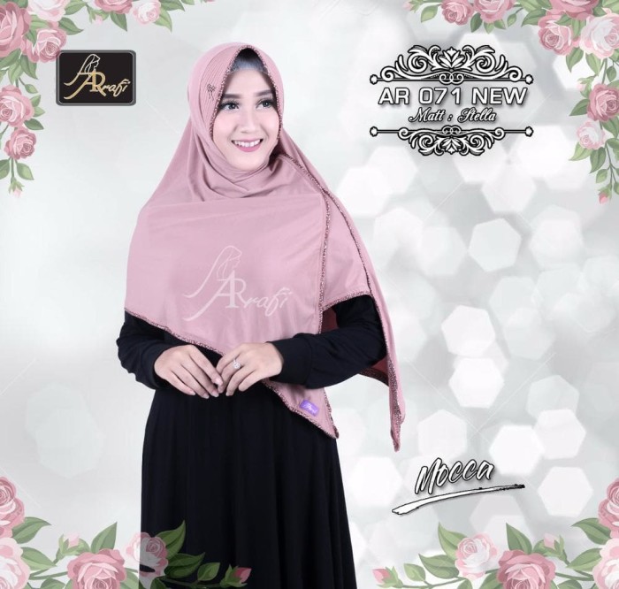 Jilbab instan AR71N (Mocca)Arrafi- Bergo Belah List / Hijab / Kerudung