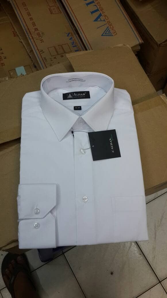 Jual kemeja pria modern alisan putih polos reguler lengan