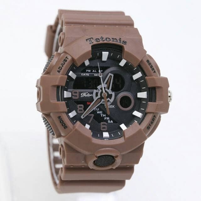 TETONIS WINGS TET6297W TANGGAL DETIK BAWAH JAM TANGAN PRIA STRAP LEATHER COKLAT MUDA. JAM TANGAN