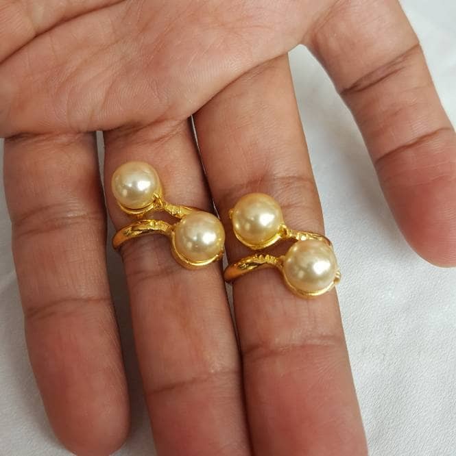 Cincin Mutiara Kuning Ikat Tembaga Lapis Emas 24k