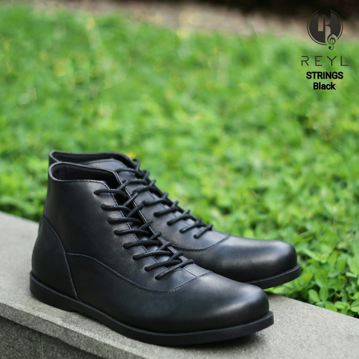 Jual Sepatu Boot Kulit Reyl Strings Black Kab. Bandung