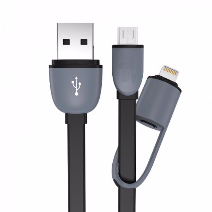 Kabel USB 2 in 1 Lightning Micro USB Untuk Android iOS 11