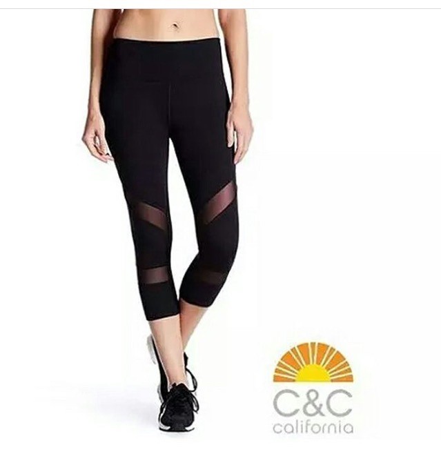 Jual C C Black Mesh Capri Celana  Legging  olahraga gym 
