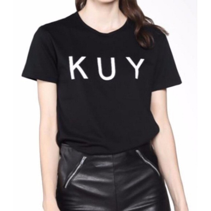 Vanwin Kaos Cewek Tumblr Tee T Shirt Wanita KUY Hitam .