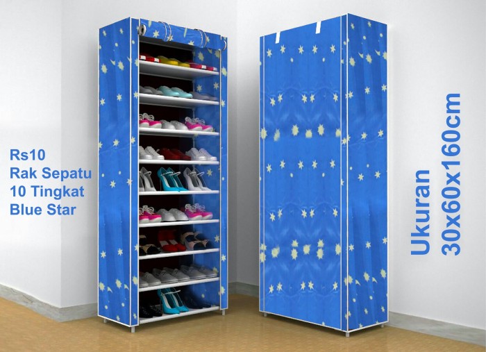 RAK SEPATU KAIN OXFORD 10 SUSUN (2KG)-RS10 OX (BLUE MOON) SHENAR