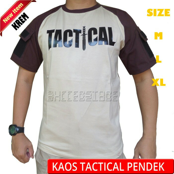 Foto Produk Kaos "TACTICAL" Outdoor pendek warna krem dari zazoulstore