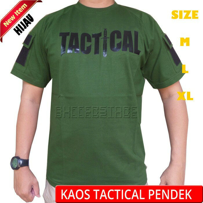 Foto Produk Kaos "TACTICAL" Outdoor pendek warna hijau dari zazoulstore
