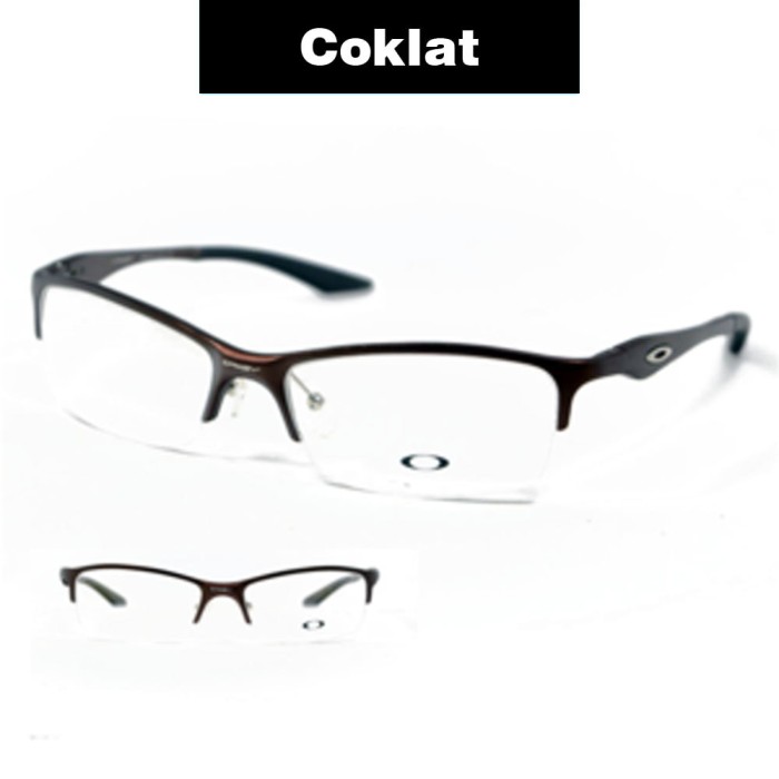Frame Kacamata Pria Sporty Oakly Titanium Half Tanpa Lensa Minus