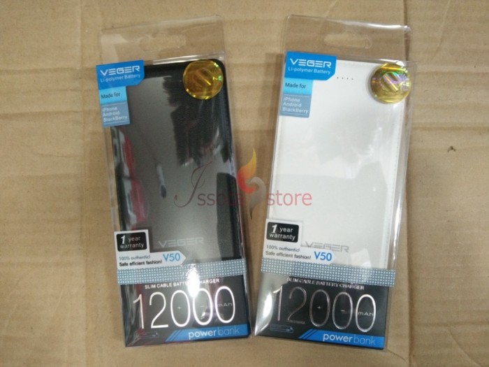 Powerbank VEGER V50 12000mAh Original - Putih