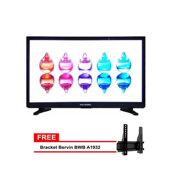 LED TV 24 Inch Polysonic 2400 - Hitam(Black) Free Brack Berkualitas