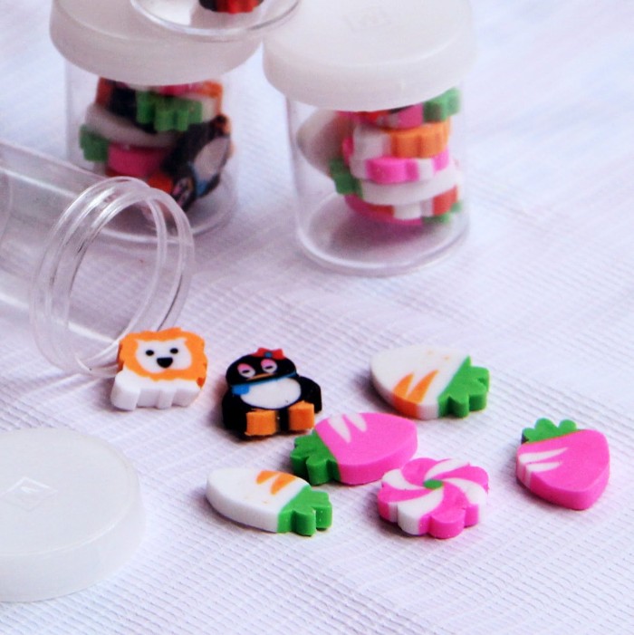 penghapus pensil mini karakter kartun mix lucu 1 tube isi 10 pcs