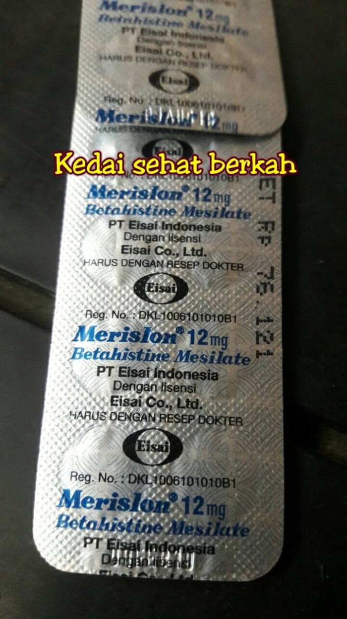 obat vertigo anti MERISLON mesilate 12mg Obat Jual 12mg/Betahistine anti