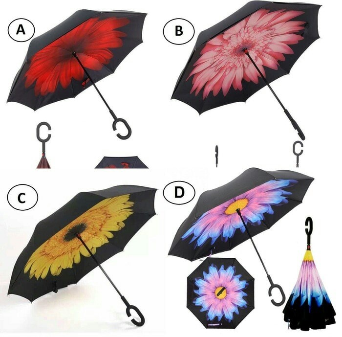 Kazbrella Umbrella Payung Terbalik Gagang C Motif