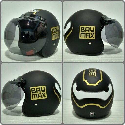 Helm BOGO JPN motif Bay max Hitam doff + kaca bogo original
