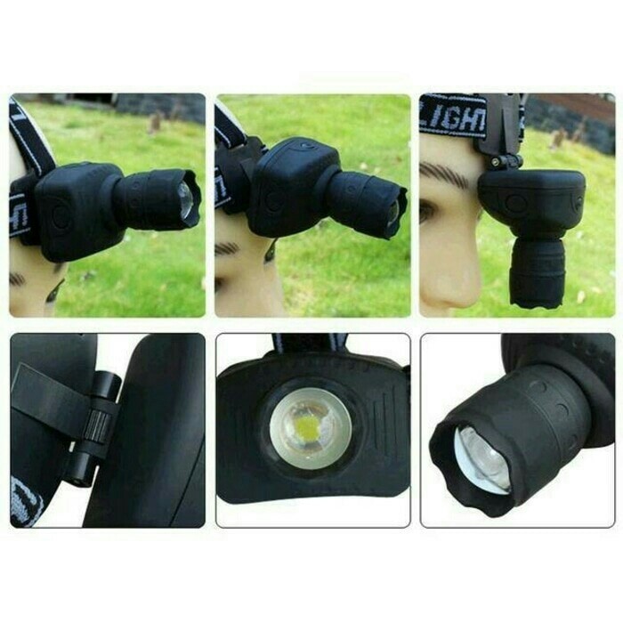Senter Kepala Murah / Senter Camping / Headlamp Zoom - Hitam