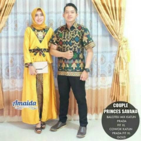 Kebaya Modern Batik Sarimbit Keluarga Seragaman Couple Princes Savana