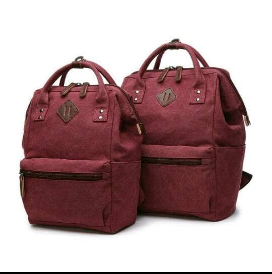 tas ransel backpack kanvas tas laptop untuk pria dan wanita ukuran L
