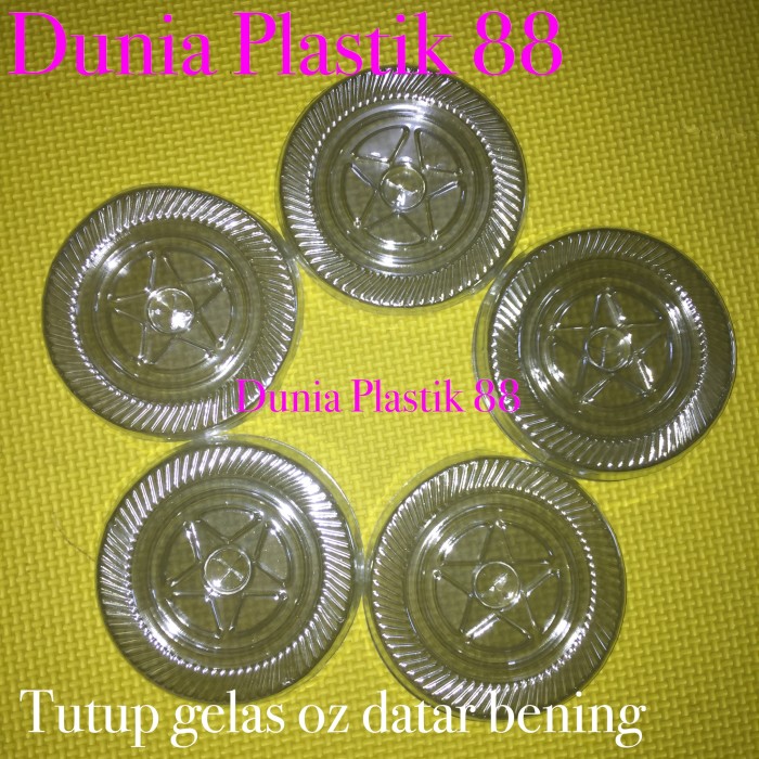 Jual 50pc TUTUP gelas plastik oz DATAR BENING flat lid u