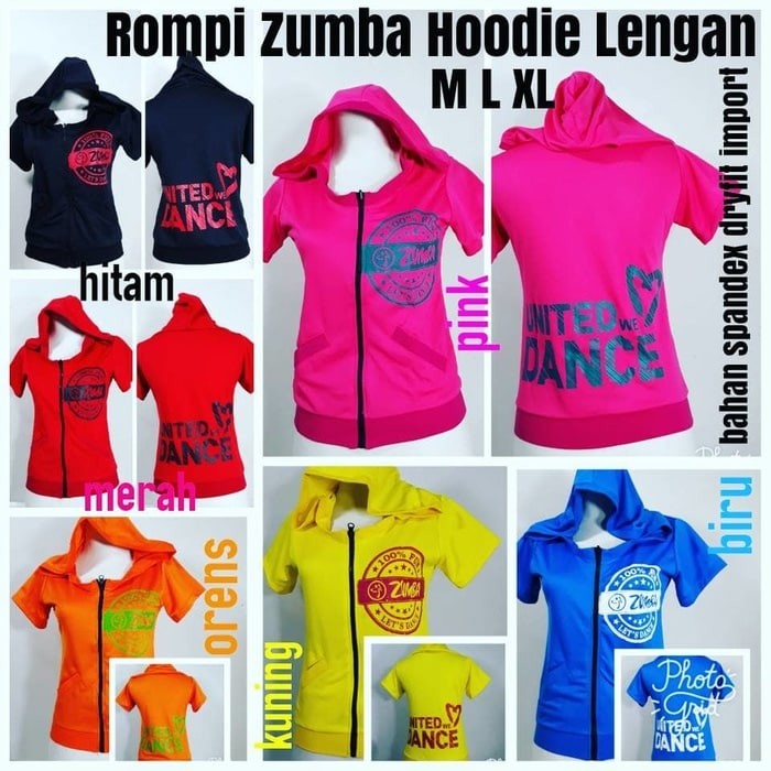 Baju Senam Zumba Rompi Zumba Hoodie Lengan (Hanya rompi/tidak 1 setel