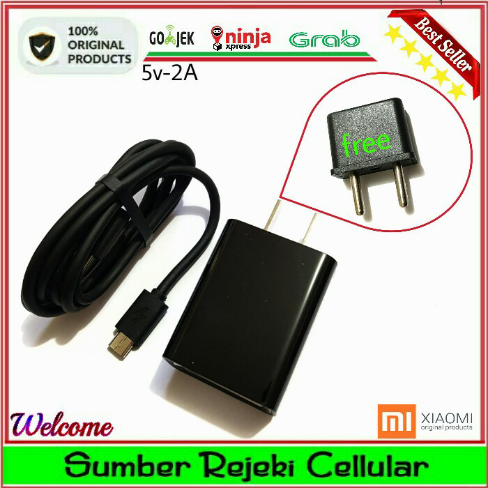 Xiaomi Travel Charger Fast Charging Kabel Micro USB Output 5V 2A/Hitam Original. Source