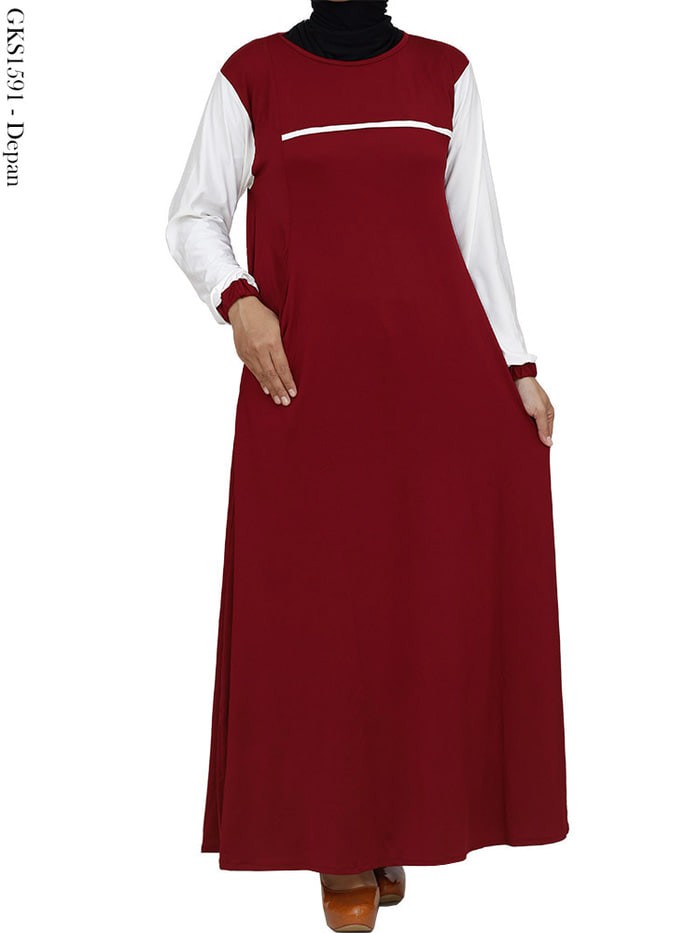 Jual Gamis Jersey Polos Dewasa Model Payung Lebar Antenadad
