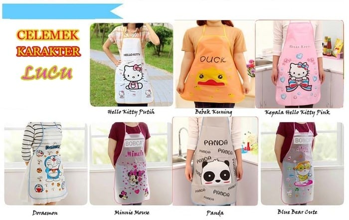 Celemek Masak Unik Transparan Motif Kartun ( Waterproof / Anti Air )
