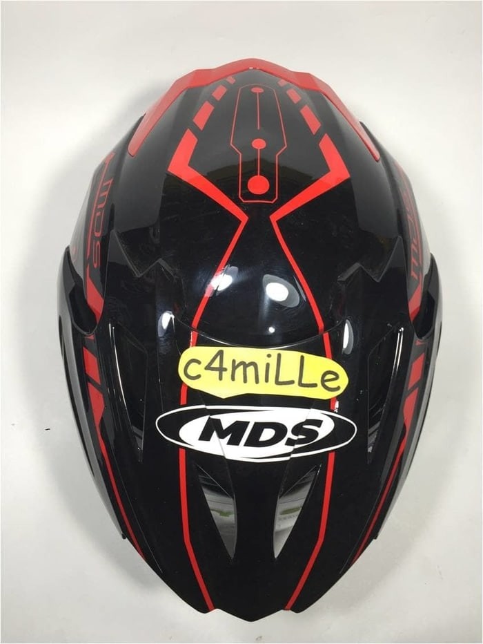 HELM MDS PROJET 2 #1 BLACK RED DOUBLE VISOR HALF FACE