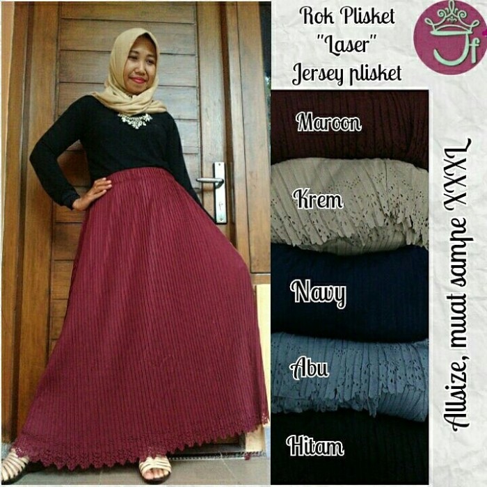 Jfashion Rok Plisket panjang selutut Rossi Hitam Source ROK PLISKET .