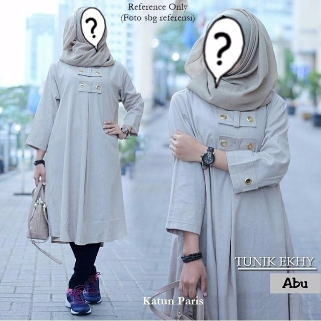 SPECIAL Atasan Wanita Blouse Tunik Wanita Baju muslim TUNIK EKHY ABU