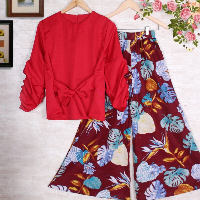 GSD Setelan Baju Wanita Motif Bunga ST FLOW KULOT RED. Source · SETELAN KULOT HILDA 2 baju celana muslim fashion wanita motif bunga