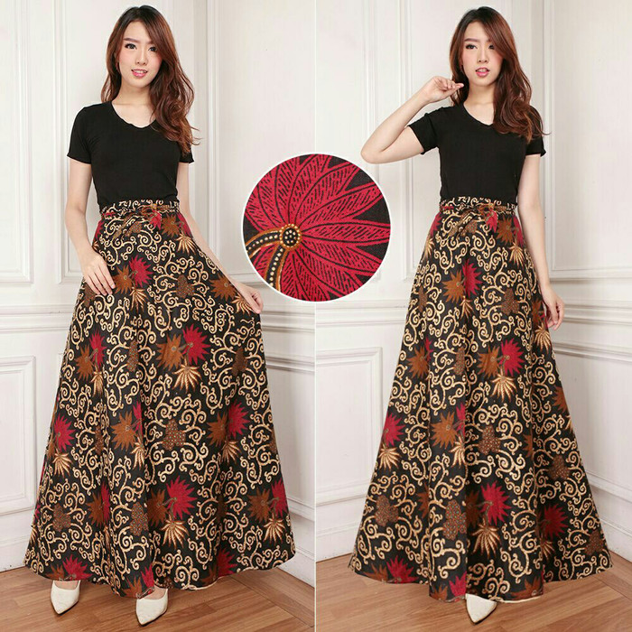 riema rok lilit payung batik long skirt sb .