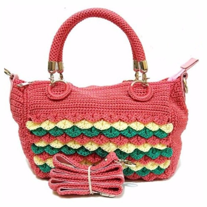 Djeka Craft Tas Rajut Safira Ulir Pink Salem