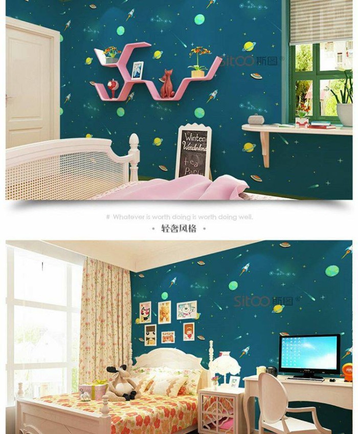 jual 4858 wallpaper sticker dinding murah, galaxy luar angkasa