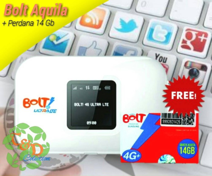 Jual Modem Bolt Aquila Slim 4g Lte Bonus Perdana 14gb Harga Rp 225500