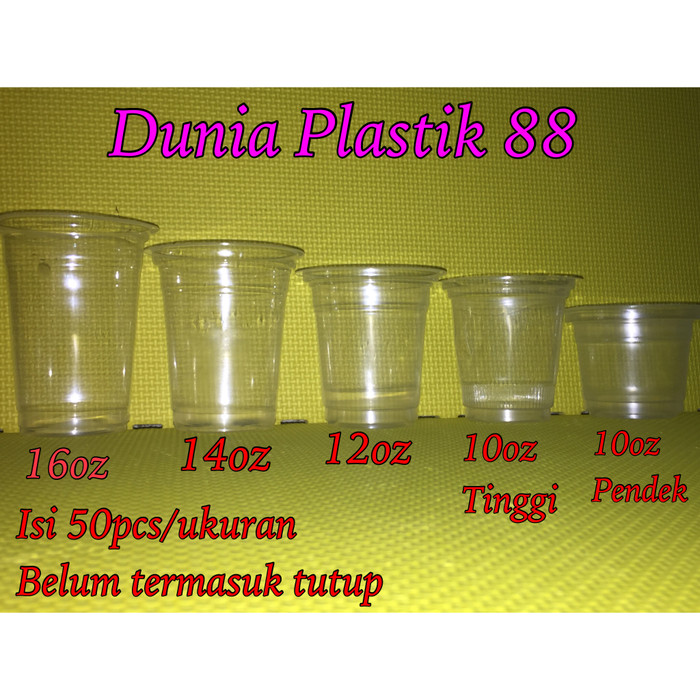 Jual isi 50pc ukuran 10 12  14 16oz gelas  plastik cup oz  