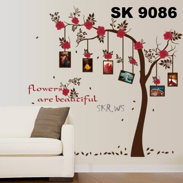 jual stiker dinding / wall sticker motif pohon frame foto - kota