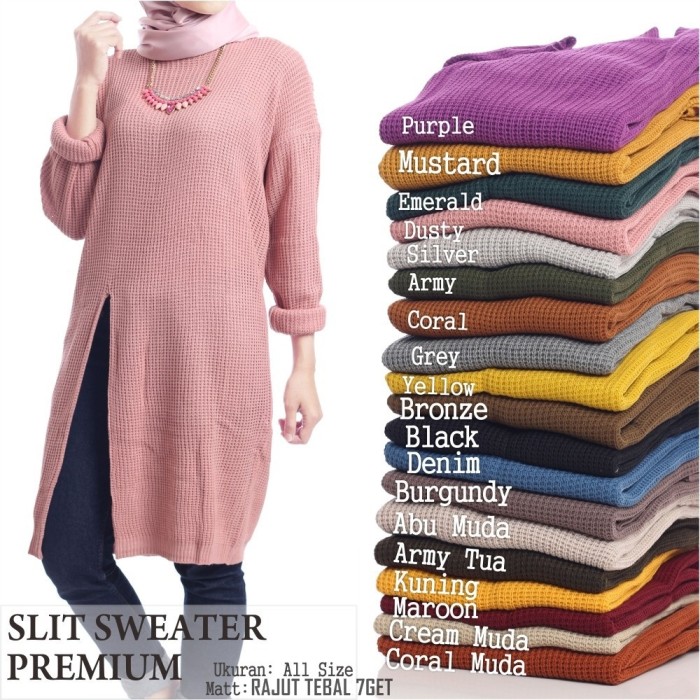 jual atasan wanita sweater rajut polos wanita slit jual atasan wanita sweater rajut polos wanita slit