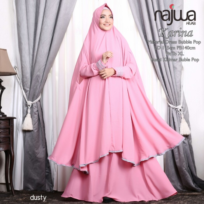 jual baju gamis syari set hijab bubblepop big size polos grosir jual baju big size