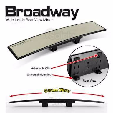 Kaca Spion Tengah BROADWAY "Clear Convex Mirror" 300mm (cembung)