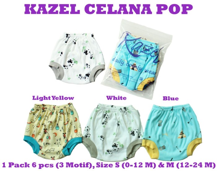 KAZEL CELANA POP ( ISI 6 PCS) HALUS & MODERN BAYI 0-12 / 12-24 M SNI