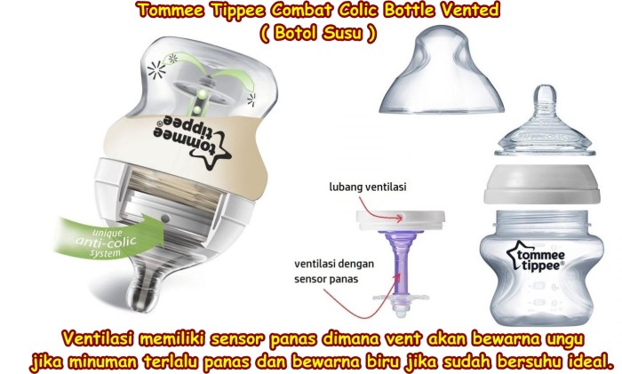 Botol Susu 260 isi 1 Tommee Tippee Combat Colic Bottle Vented
