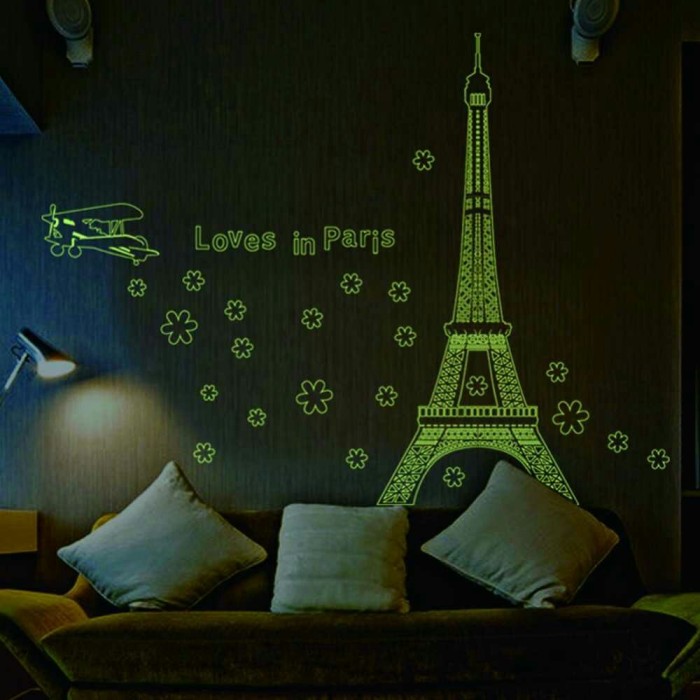 jual wallsticker glowing paris plane/ stiker dinding/ eiffel/ menara