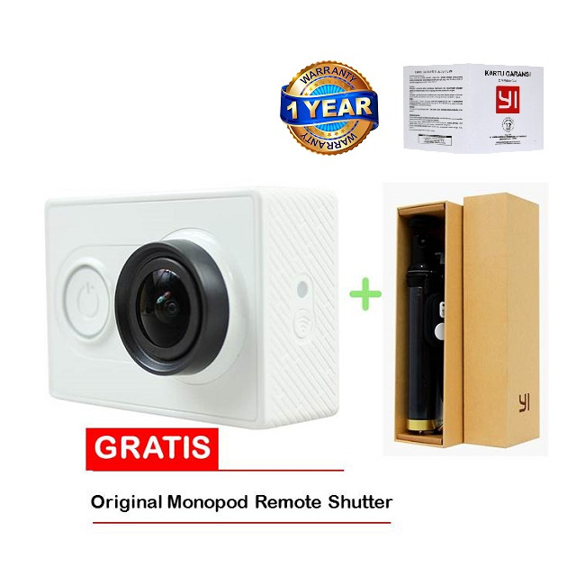 Xiaomi Yi Action Cam-16Mp-Inter Edition-Putih+Free Ori Monopod Yi