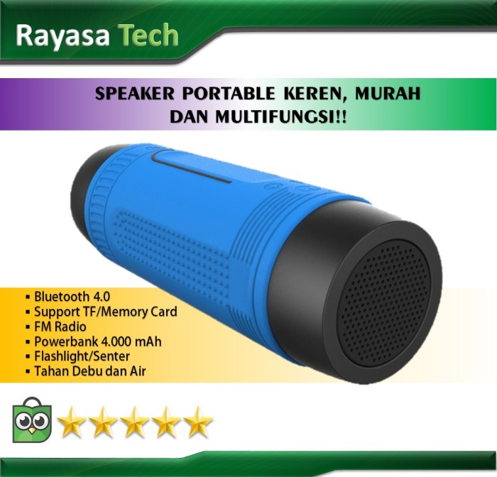 Zealot Bluetooth Speaker Waterproof dengan Powerbank 4000mAh & Senter