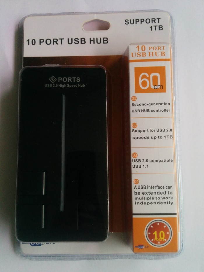 Usb Hub 2.0 10Port MTECH + Adaptor 2A