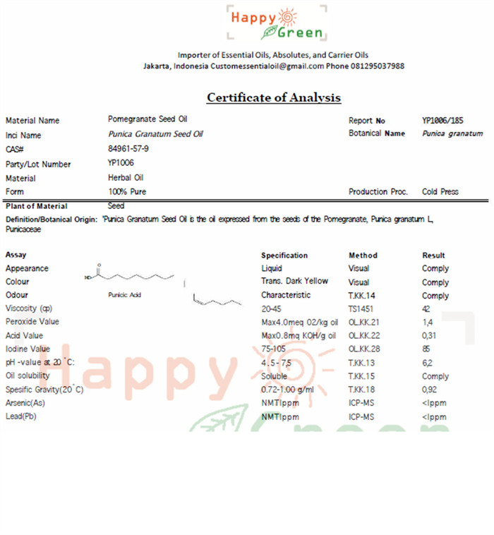 Happy Green Pomegranate Seed Oil (10ml) -Minyak Biji Delima Murni 100%