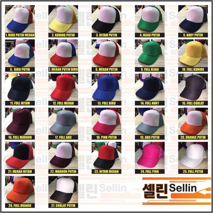 Jual Topi Trucker Jaring Polos Six jual topi trucker jaring polos six